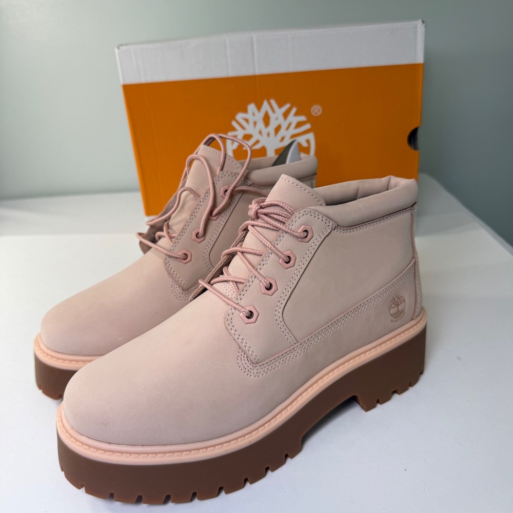 Timberland Stone Street Mid LC Waterproof Light Pink Nubuck Boots M7/W8.5 NIB